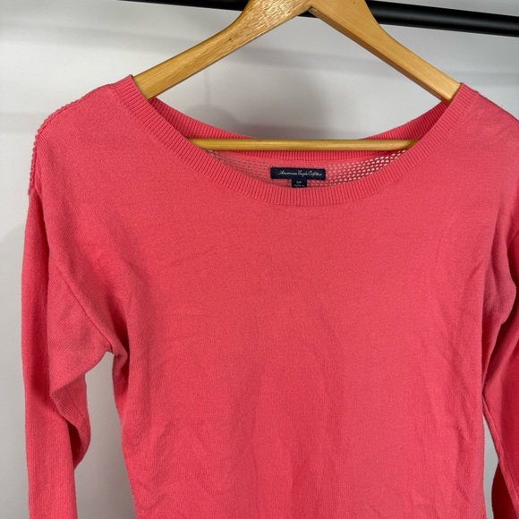 American Eagle Outfitters Coral Knit Sweater Mesh Back 3/4 Sleeve Size Small - Picture 1 of 7